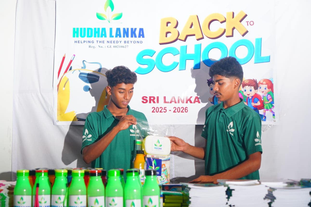 School stationery kits being packed for children in Sri Lanka